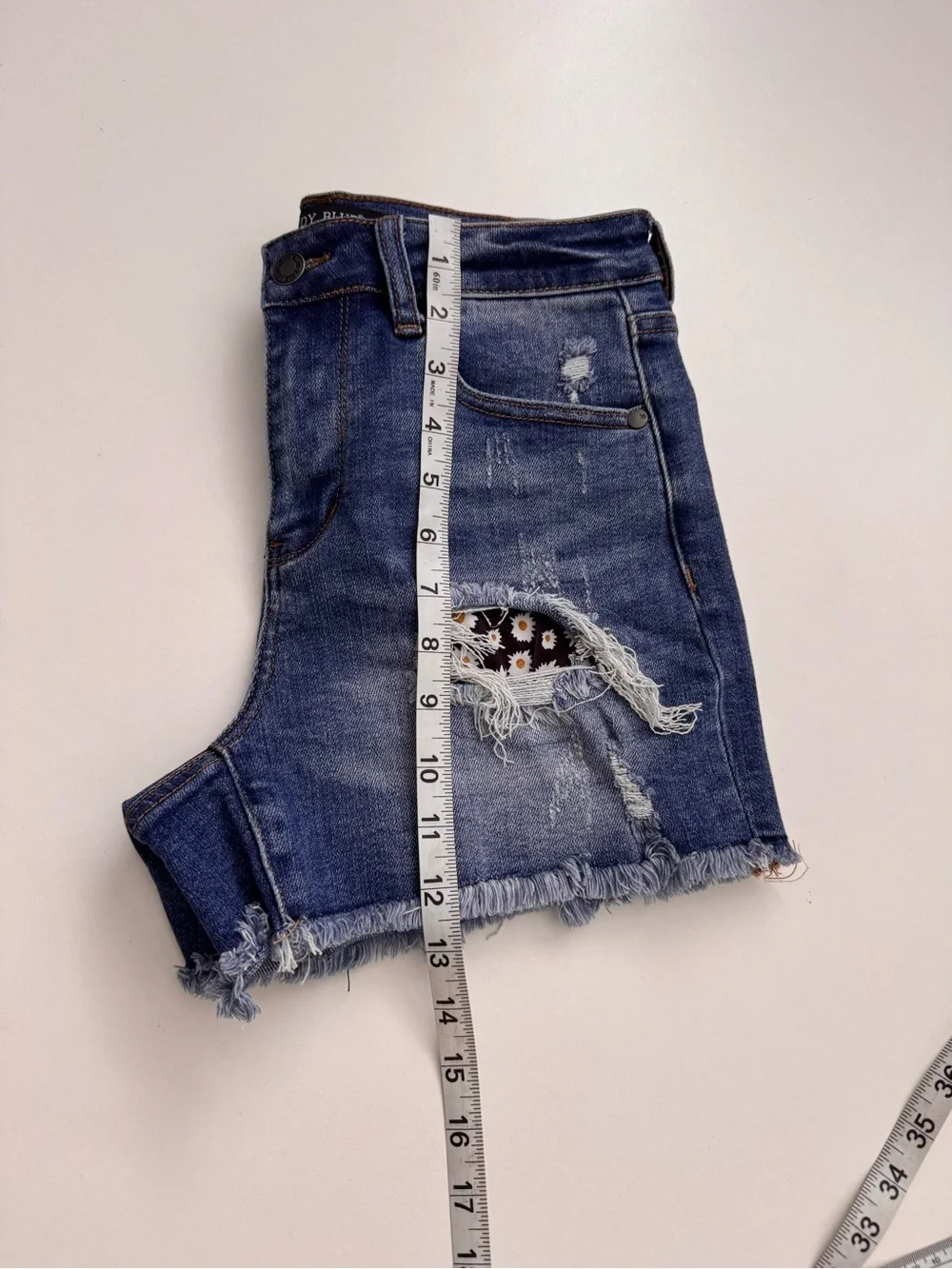 Judy Blue Daisy Patch Distressed Denim Skort Size S